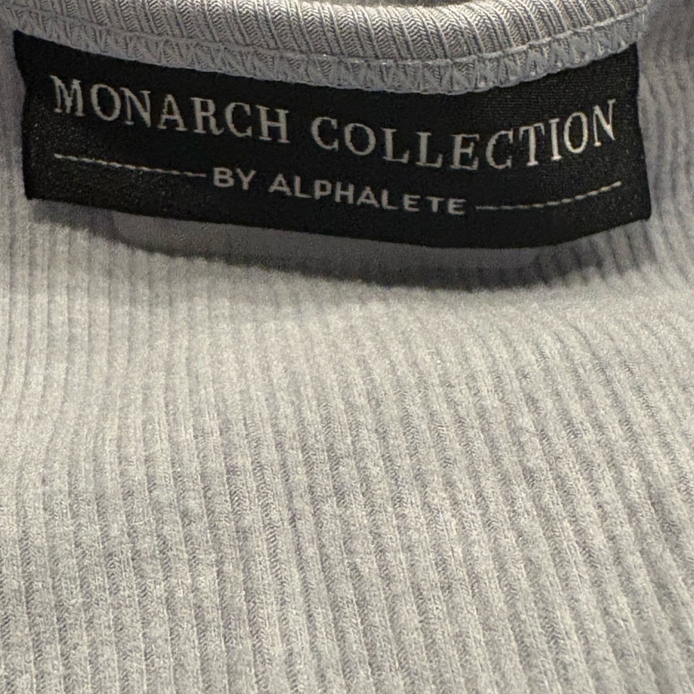 Alphalete Monarch Collection Cutout Bodysuit in Light Gray Ribbed Knit NWT S BJ5 - Picture 4 of 7